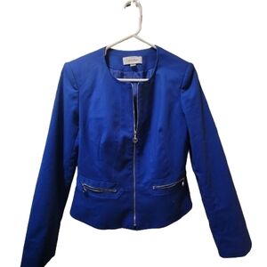 Calvin Klein Blue Slim Fit Blazer with Round Neckline